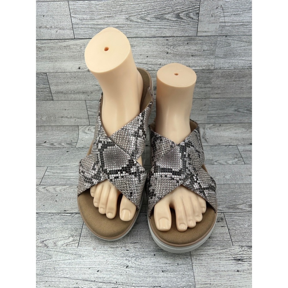 Clarks Collection Mira Tide Snake Print Crisscross Slideβ Sandals Women Size 10M